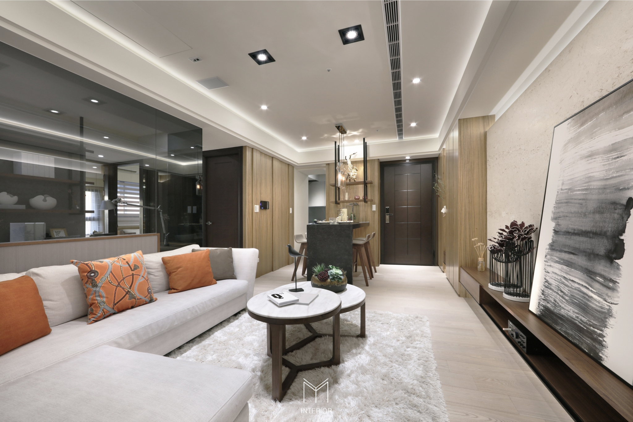 用明亮橘抱枕,點綴的雅緻宅:文山方城市 - 作品欣賞 | M+Y Interior Design 張博閩聯合設計